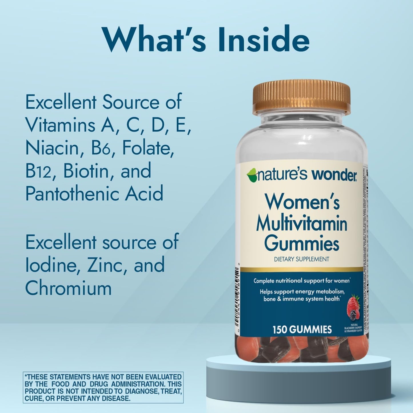 Women's Multivitamin Gummies with Vitamins A,C,D,B6, B12, Biotin, Folic Acid, 150 Count - Supports Energy, Metabolism, Bone, and Immune Health for 75 Days