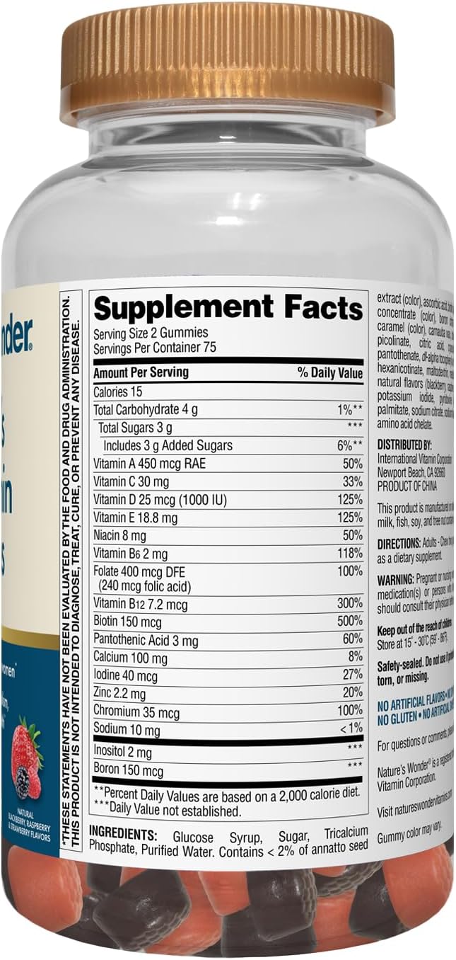 Women's Multivitamin Gummies with Vitamins A,C,D,B6, B12, Biotin, Folic Acid, 150 Count - Supports Energy, Metabolism, Bone, and Immune Health for 75 Days