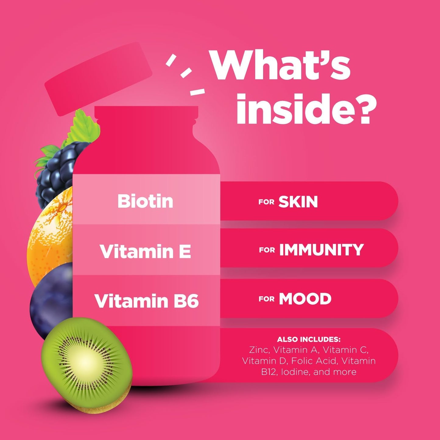 Women's Multivitamin Gummies with Zinc - Natural Immune System Booster for Adults - Complete Women's Multivitamin Gummy Supplement