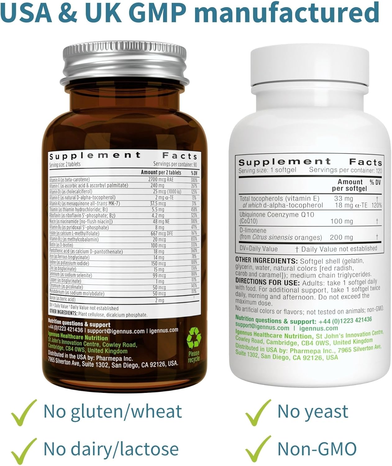 Women's Multivitamin & Minerals with CoQ10 100mg Softgels - Energy Bundle by Igennus