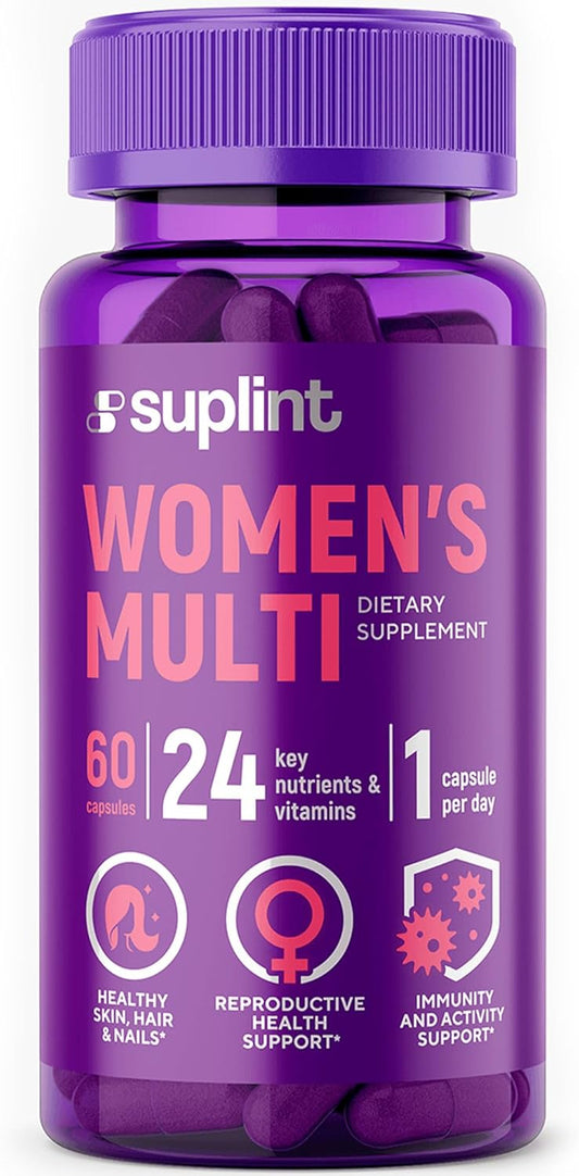 Women's Multivitamin Supplement with Vitamin A, C, D, E, B12, Zinc | Hair, Skin, Nail Health | Reproductive, Activity, Immune Support | 60 Capsules