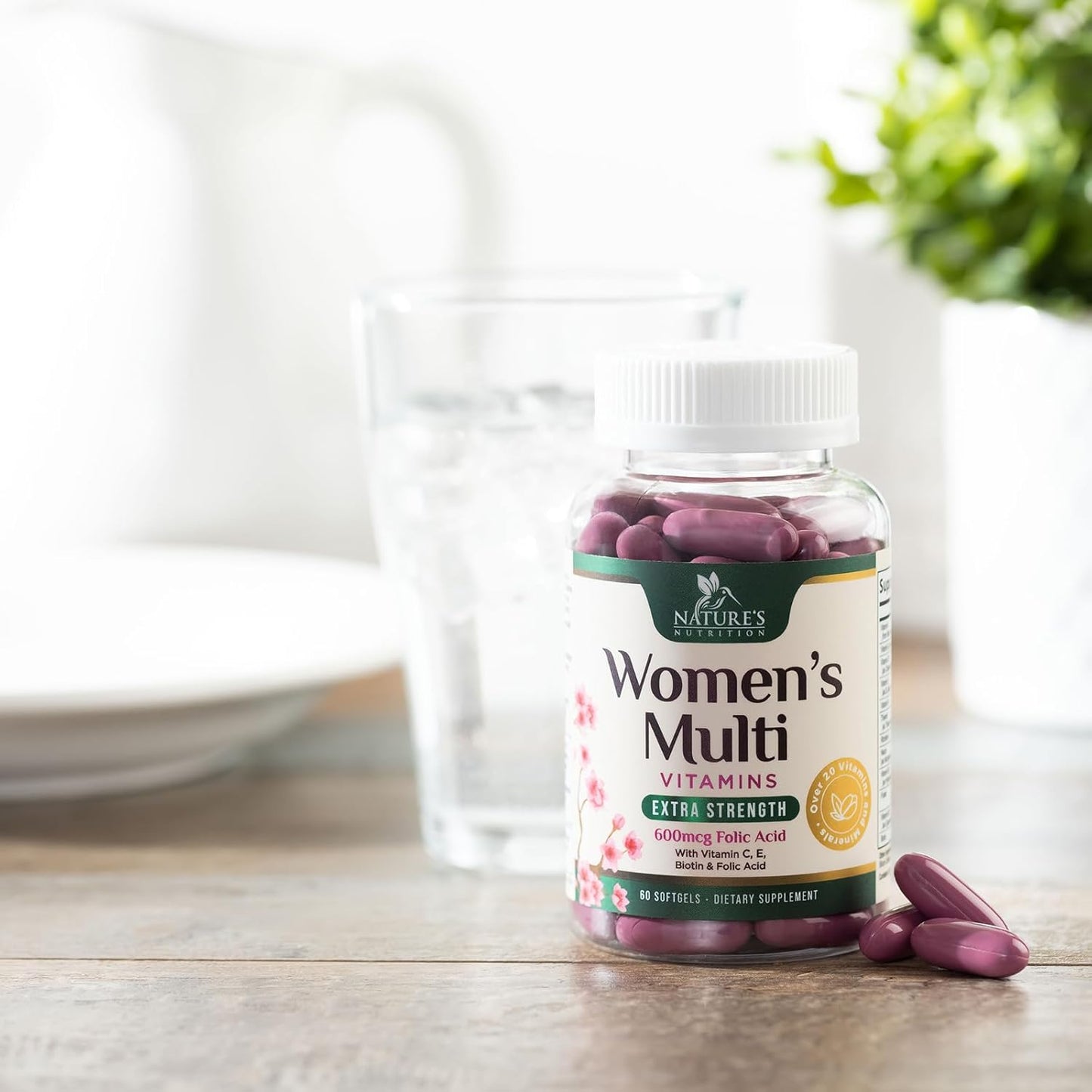 Women's Multivitamin with Iron, Calcium, Zinc, and Vitamins A, C, D, E, & B - Supports Bone, Skin, and Immune Health - 60 Softgels