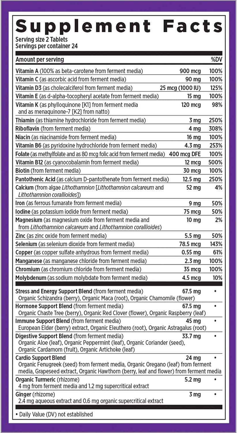 Women's Multivitamin with Probiotics, Iron, Vitamin D3, B Vitamins, Non-GMO - 48 ct