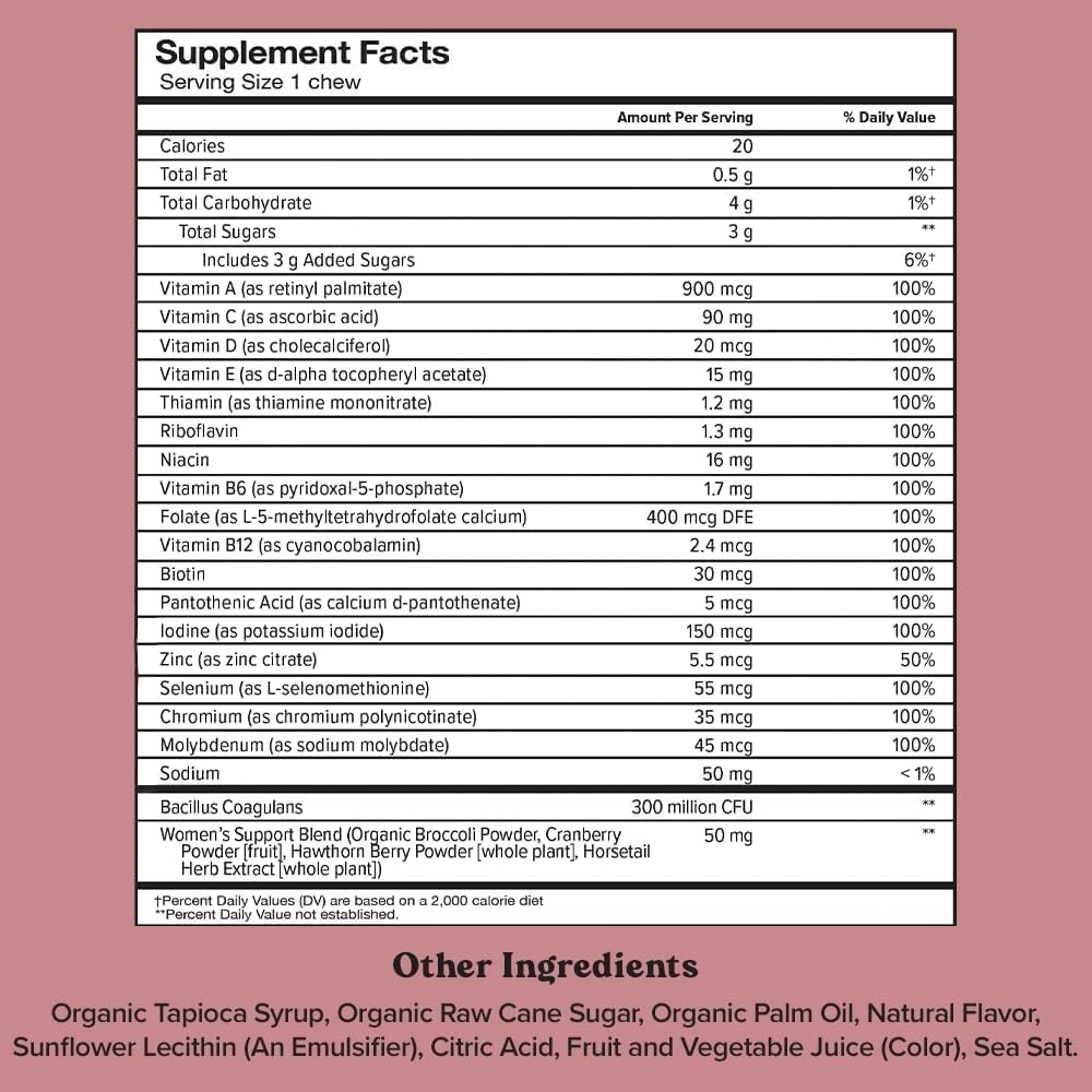 Women's Multivitamin with Vitamin C, B12, A, D, E, Folic Acid, Probiotics, Biotin, Cranberry - 30 Day Supply for Beautiful Hair