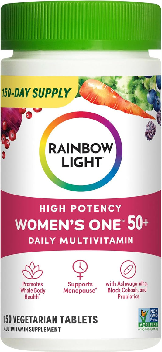 Women's Over 50 Multivitamin with Vitamin C, D, Zinc, Probiotics - High Potency Immune Support, Non-GMO, Vegetarian - 150 Tablets