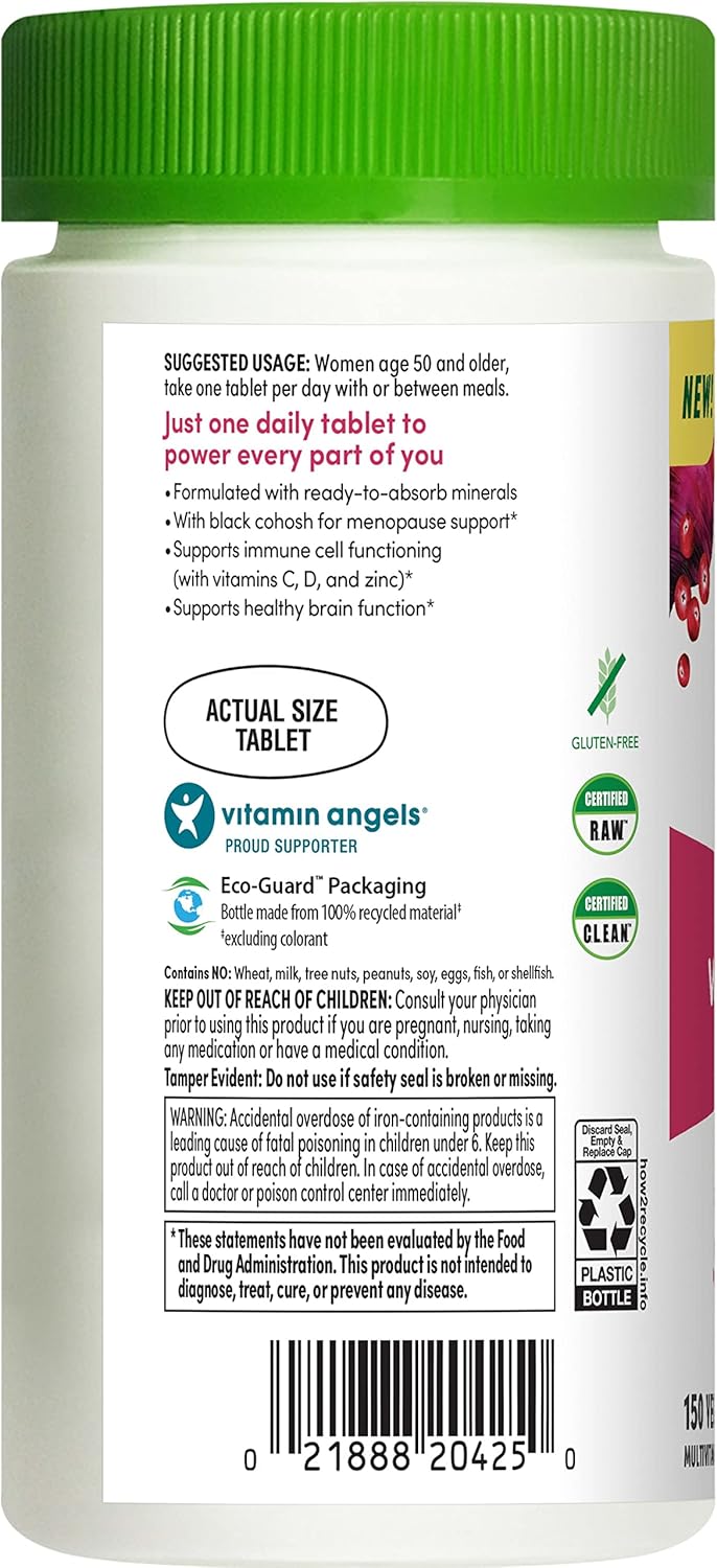 Women's Over 50 Multivitamin with Vitamin C, D, Zinc, Probiotics - High Potency Immune Support, Non-GMO, Vegetarian - 150 Tablets