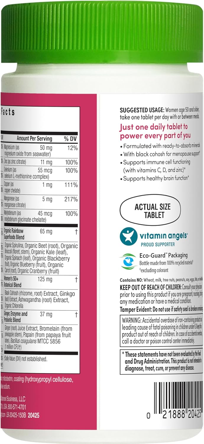 Women's Over 50 Multivitamin with Vitamin C, D, Zinc, Probiotics - High Potency Immune Support, Non-GMO, Vegetarian - 150 Tablets