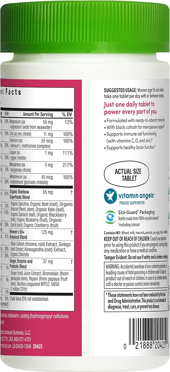 Women's Over 50 Multivitamin with Vitamin C, D, Zinc, Probiotics - High Potency Immune Support, Non-GMO, Vegetarian - 150 Tablets