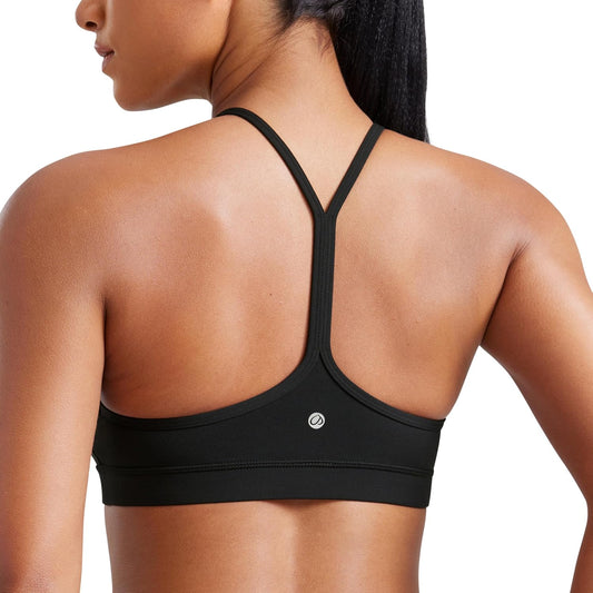 Women's Padded Racerback Sports Bra with Spaghetti Straps for Yoga and Workouts