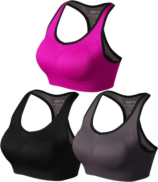 Women's Padded Seamless Racerback Sports Bras - Ideal for Yoga, Gym, Running & Fitness - Strappy Workout Tops