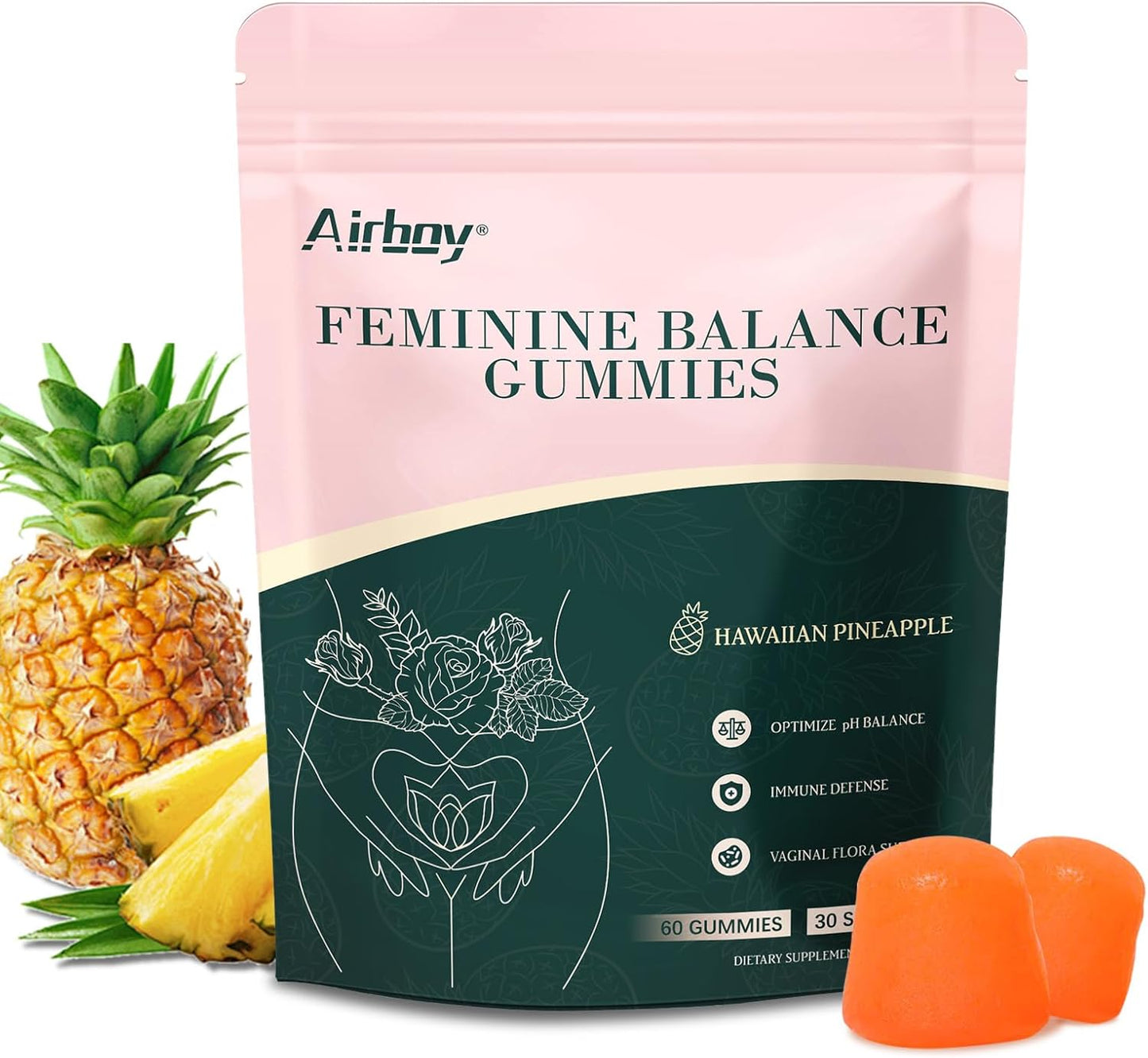 Women's Pineapple Immune Support Gummies for Vaginal Health - 60 Count