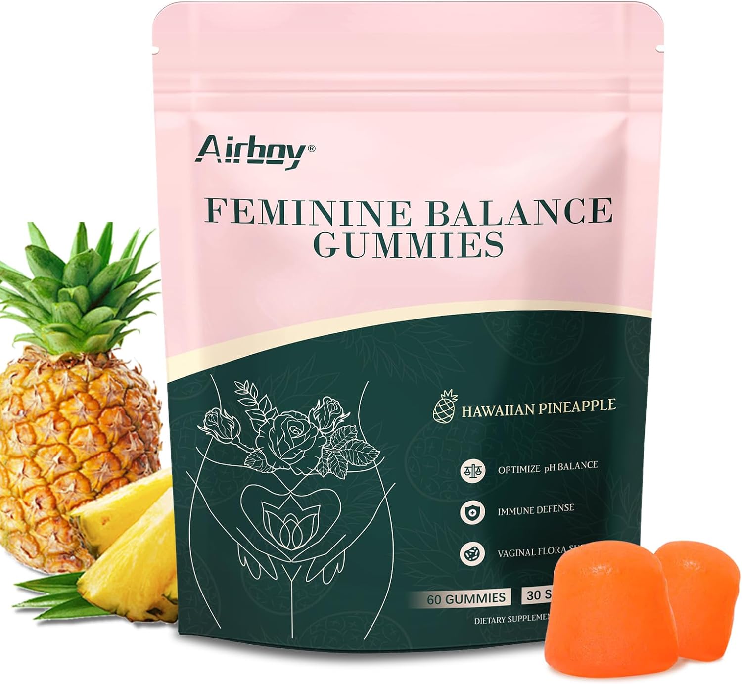 Women's Pineapple Immune Support Gummies for Vaginal Health - 60 Count