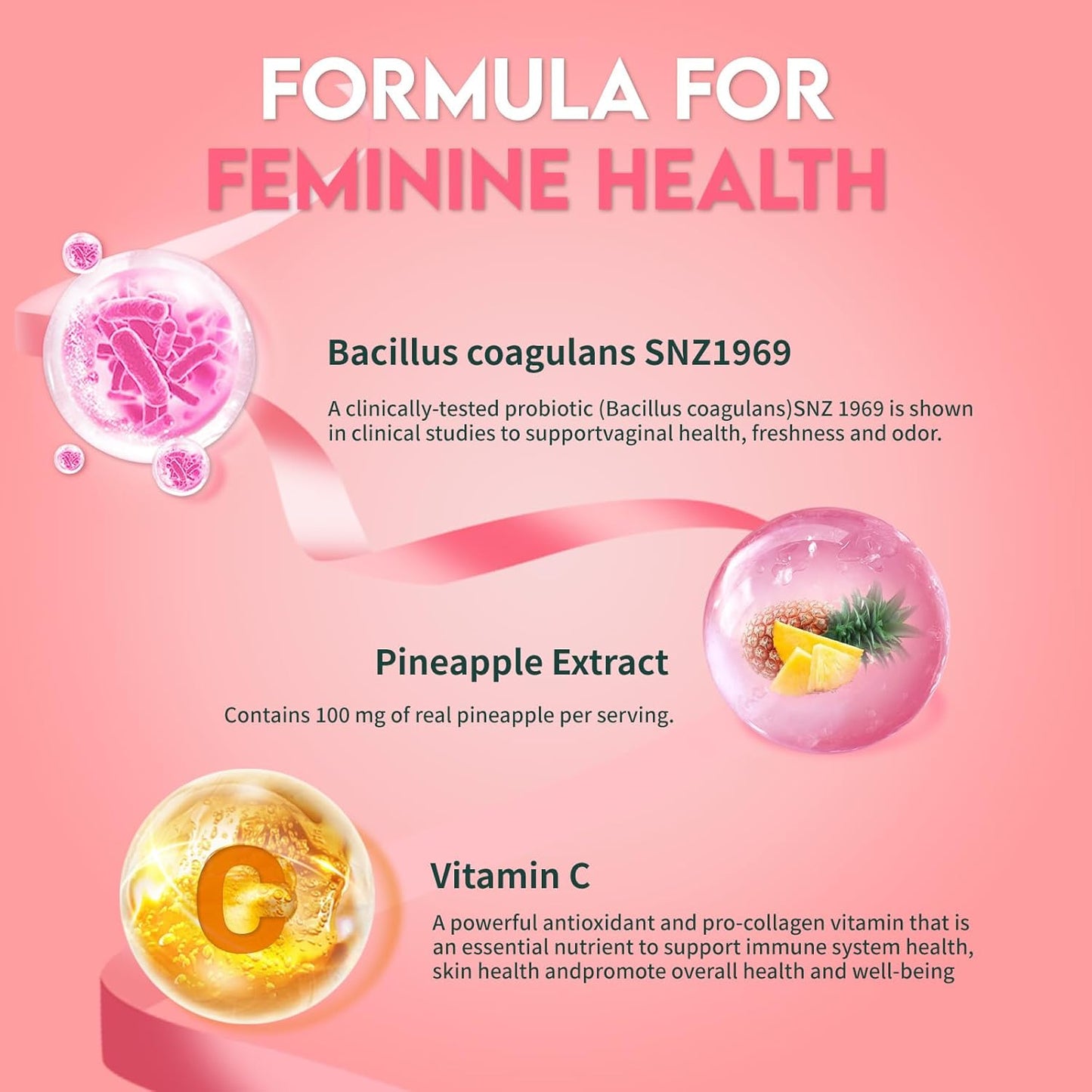 Women's Pineapple Immune Support Gummies for Vaginal Health - 60 Count