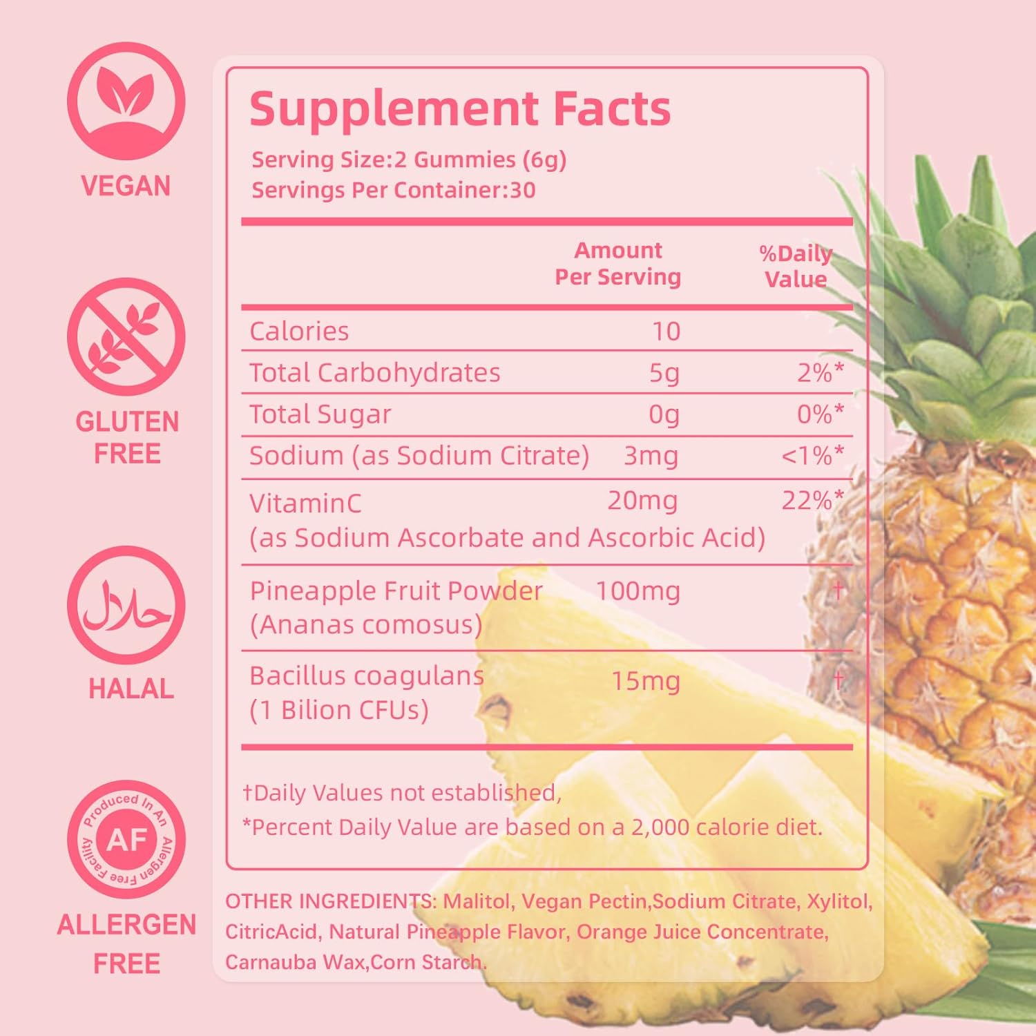 Women's Pineapple Immune Support Gummies for Vaginal Health - 60 Count