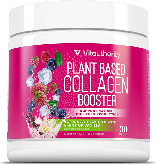 Women's Plant-Based Collagen Powder with Vegan Hair Skin Nails Vitamins - Hyaluronic Acid Supplement for Skin & Hair