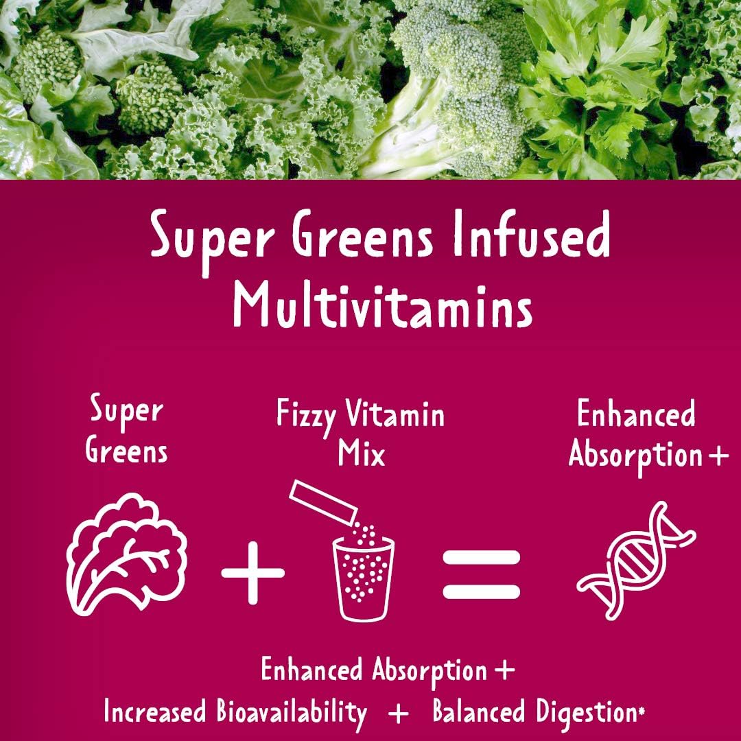 Women's Powder Multivitamin with 25 Vitamins, Minerals, Probiotics, and Super Greens - Acai Flavored Stick Packs