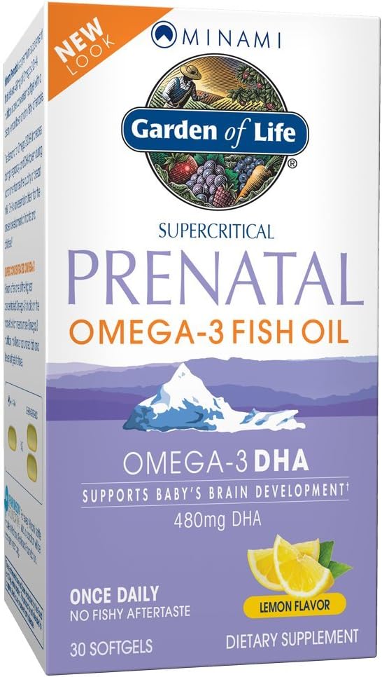 Women's Prenatal Multivitamin with Vitamin D3, B6, B12, C, Iron, and DHA Omega 3 Fish Oil Softgels - 30 Count Lemon Flavor