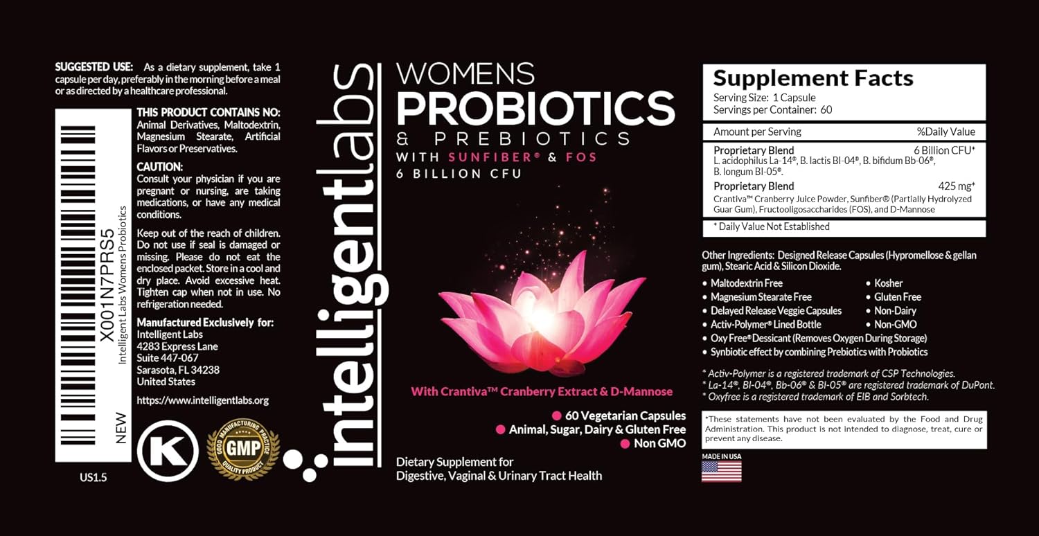 Women's Probiotic Blend with Cranberry & Prebiotics, 6 Billion CFU, 2 Months Supply, One-a-Day Capsule - BoostGo Australia
