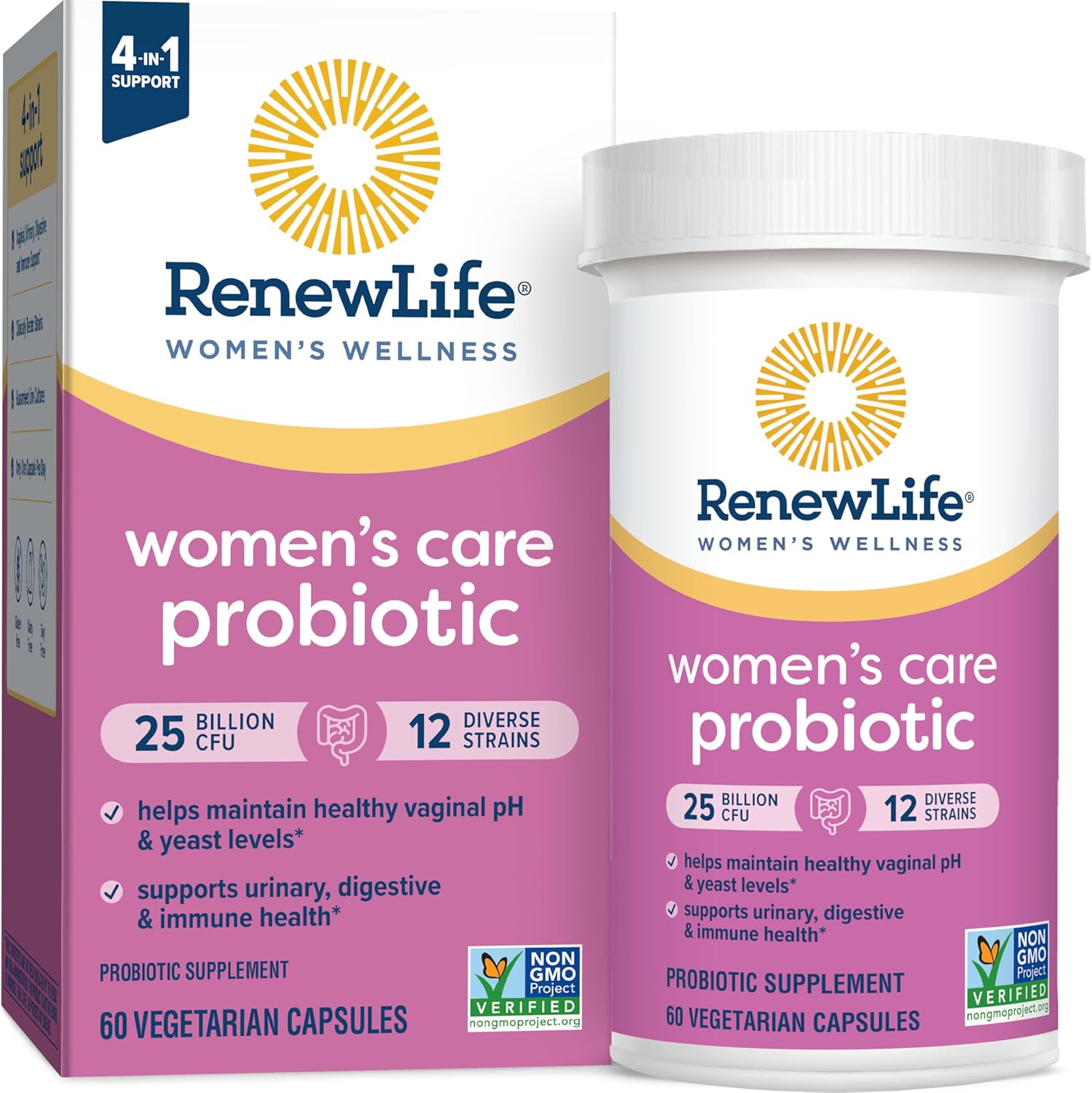 Women's Probiotic Capsules with L. Rhamnosus GG - Supports pH Balance, Vaginal, Urinary, Digestive, Immune Health - Dairy, Soy, Gluten-Free - 25 Billion CFU - 60 Ct