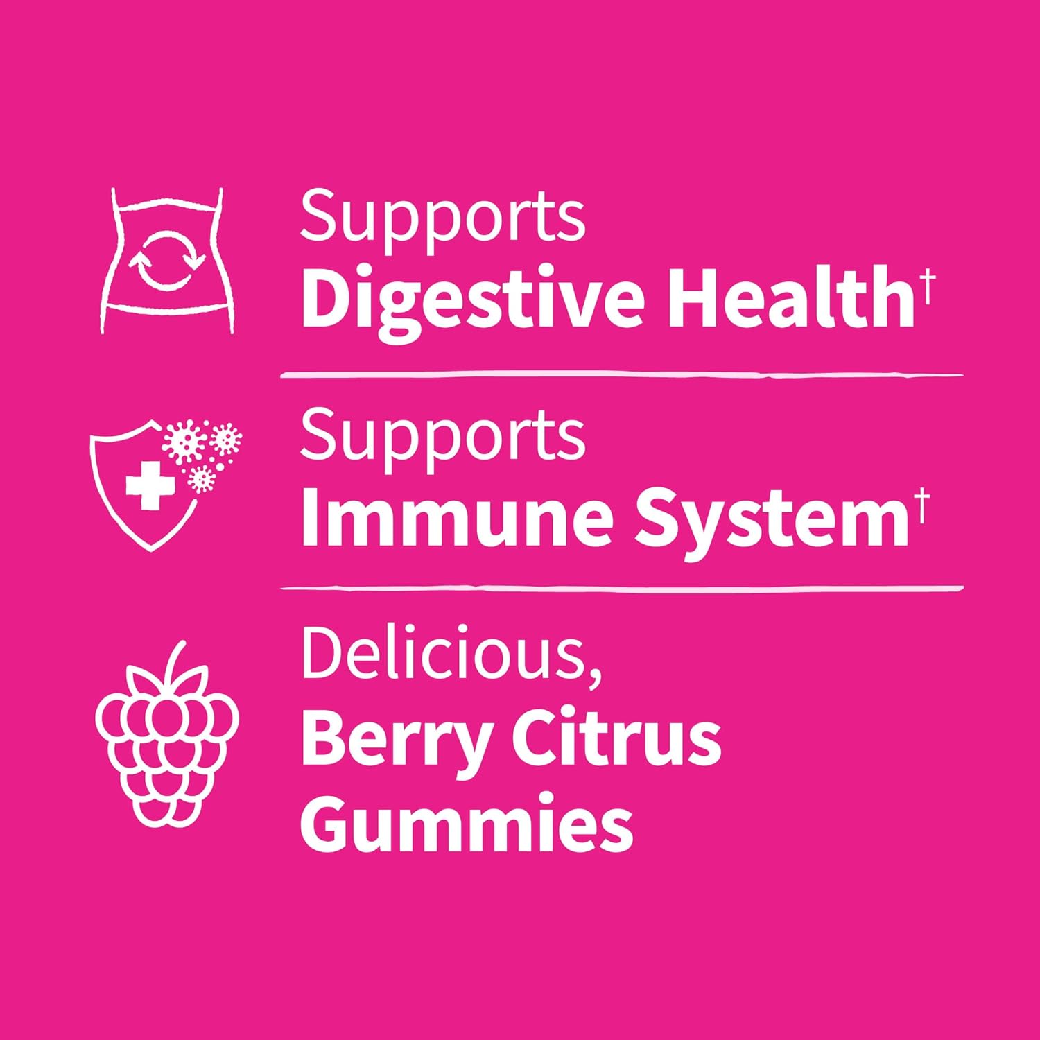 Women's Probiotic Digest + Immune Gummies with Cranberry & Vitamin D - Berry Flavor, 50 Gummies, Non-GMO & Kosher