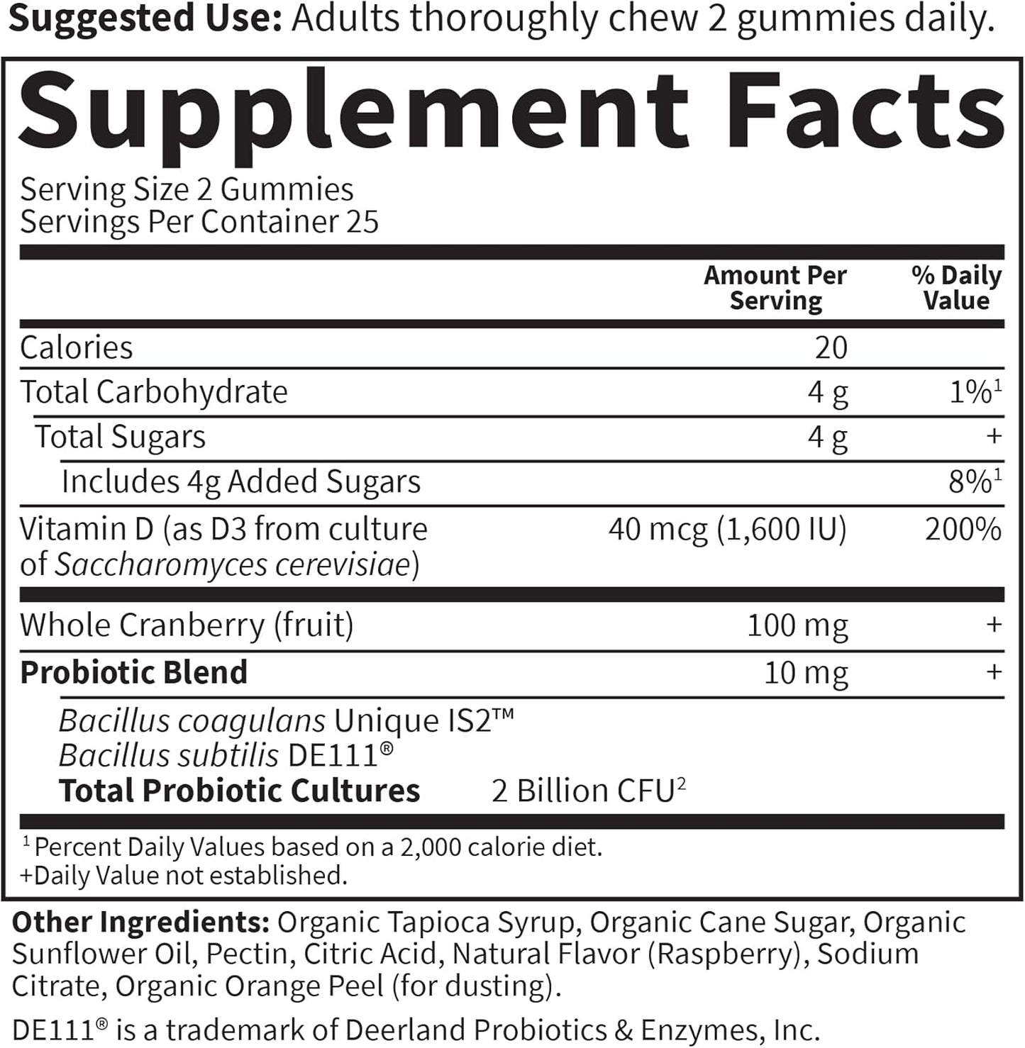 Women's Probiotic Digest + Immune Gummies with Cranberry & Vitamin D - Berry Flavor, 50 Gummies, Non-GMO & Kosher