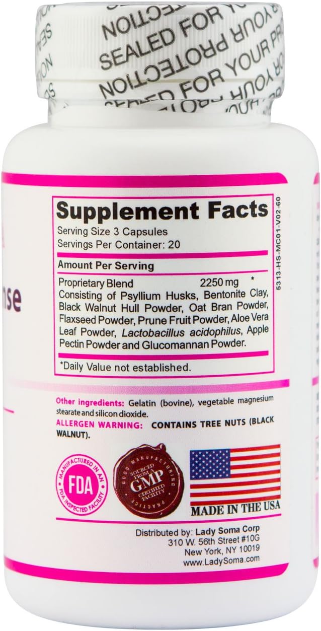 Women's Probiotic Fiber Cleanse Supplement - 60 Capsules by Lady Soma