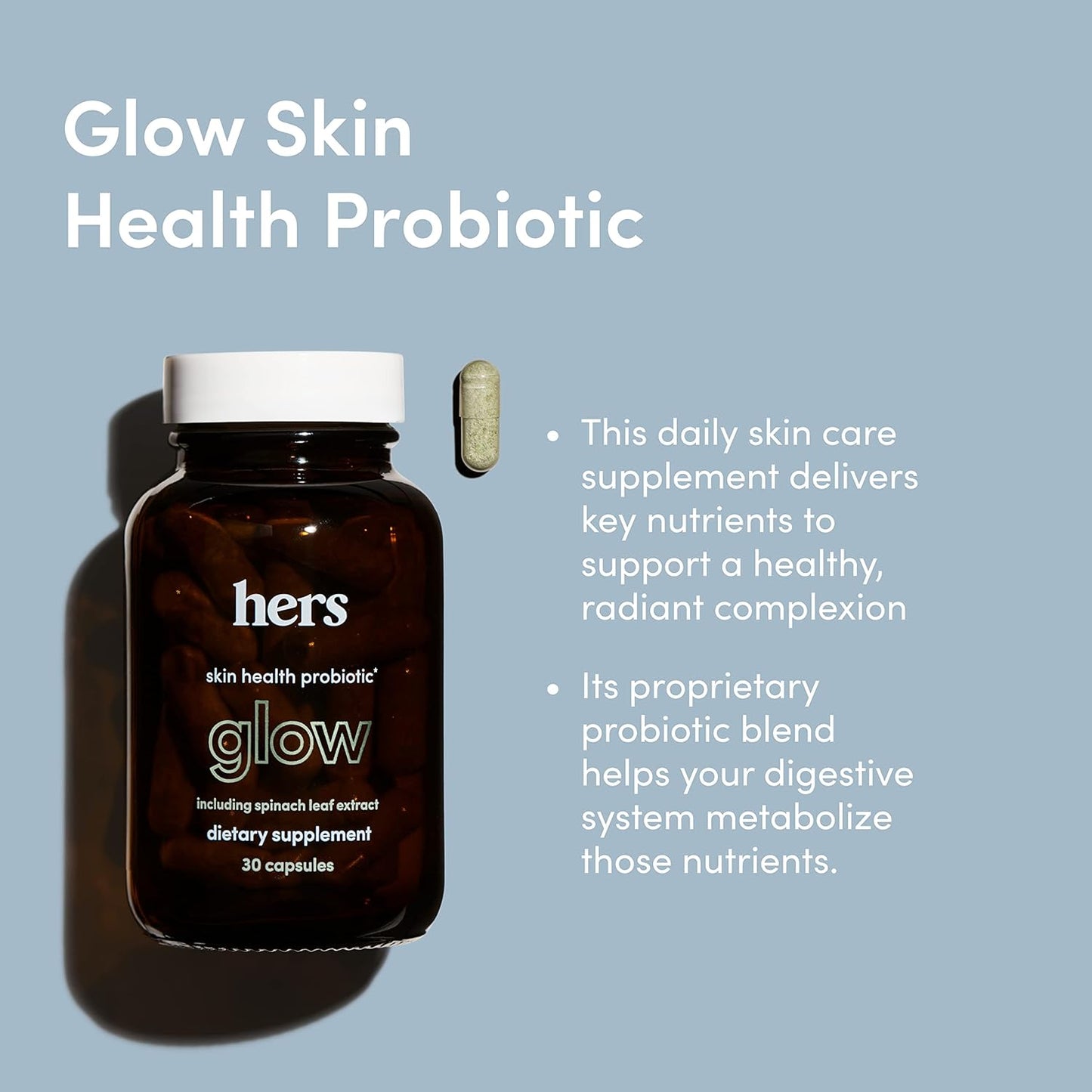 Women's Probiotic Glow Supplement for Clear, Radiant Skin - Gluten Free, Non-GMO, Vegetarian - 30 Capsules by HIMS & HERS