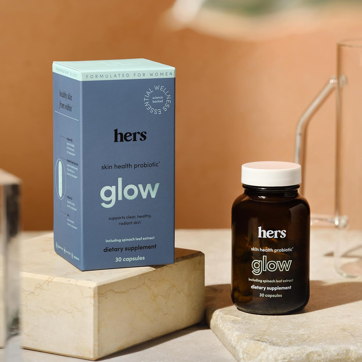 Women's Probiotic Glow Supplement for Clear, Radiant Skin - Gluten Free, Non-GMO, Vegetarian - 30 Capsules by HIMS & HERS