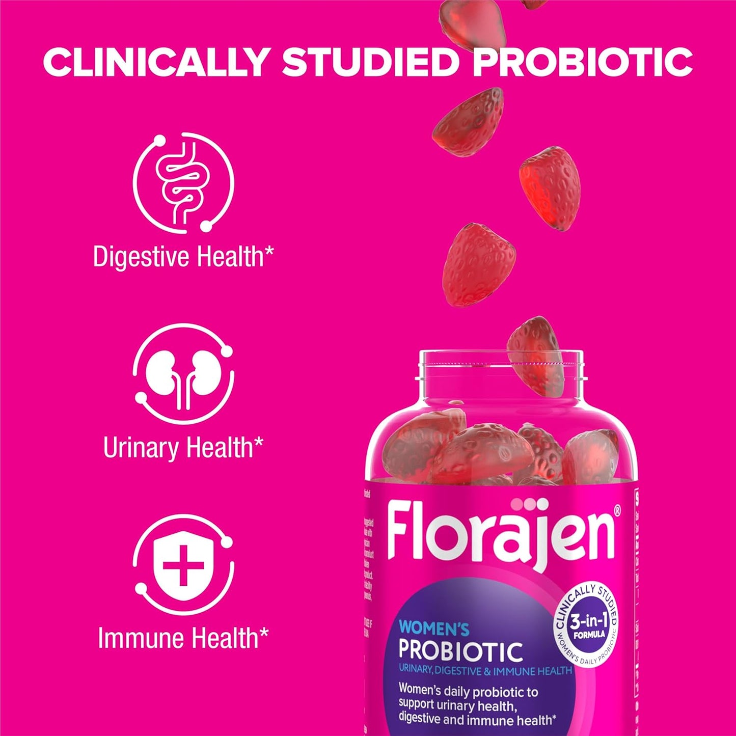 Women's Probiotic Gummies for Urinary Health, Immune Support, and Digestive Supplement - 40 Count