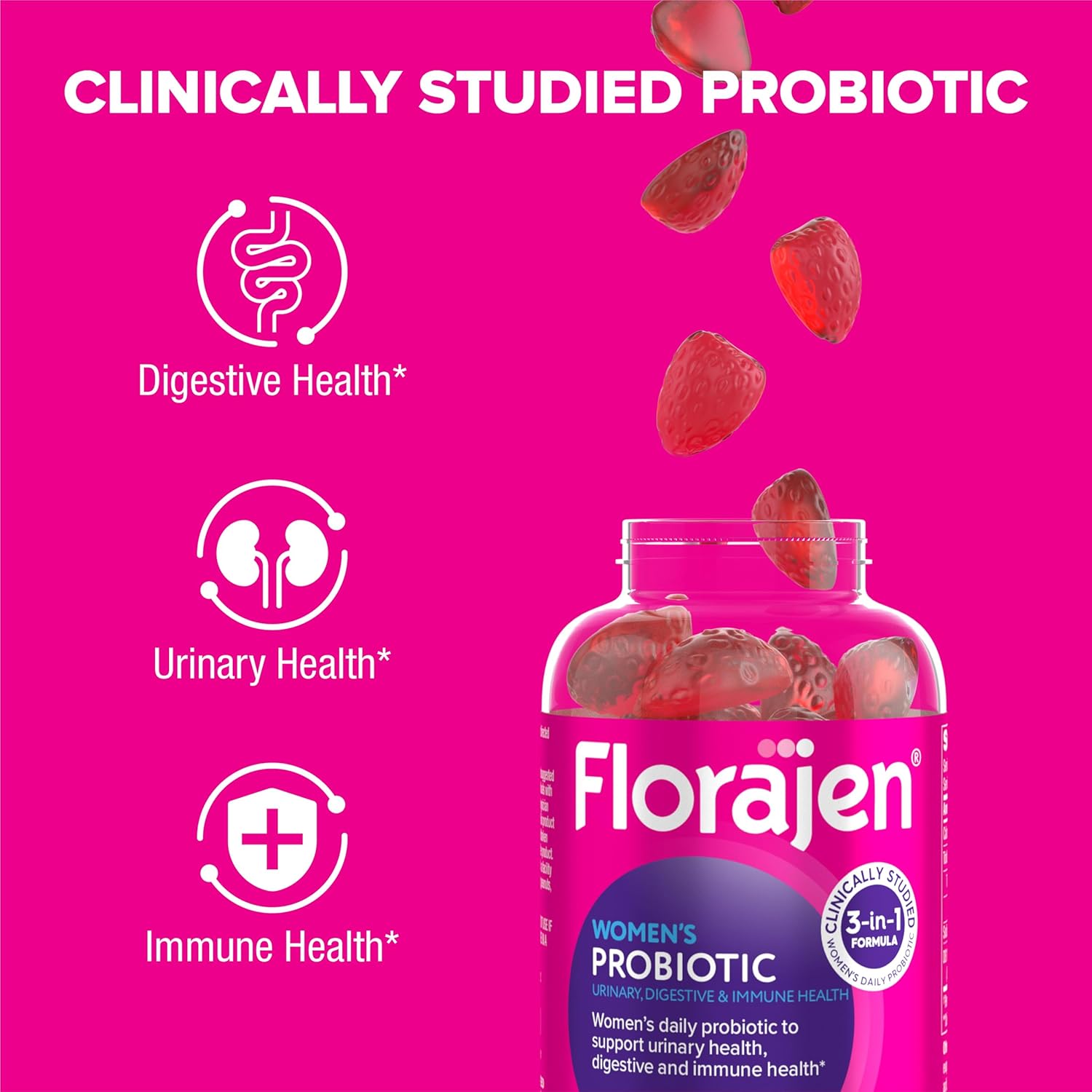 Women's Probiotic Gummies for Urinary Health, Immune Support, and Digestive Supplement - 40 Count