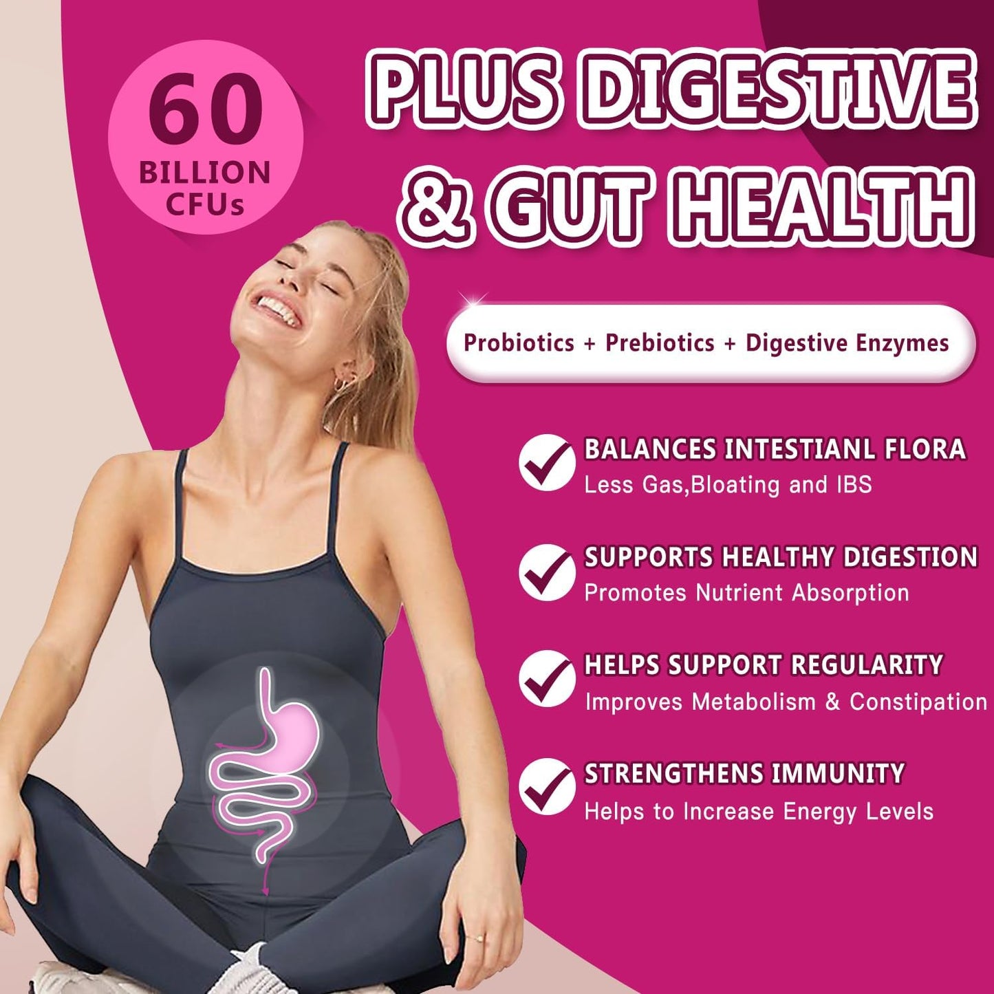 Women's Probiotic Supplement for Digestive Health and Immune Support - NATURE TARGET