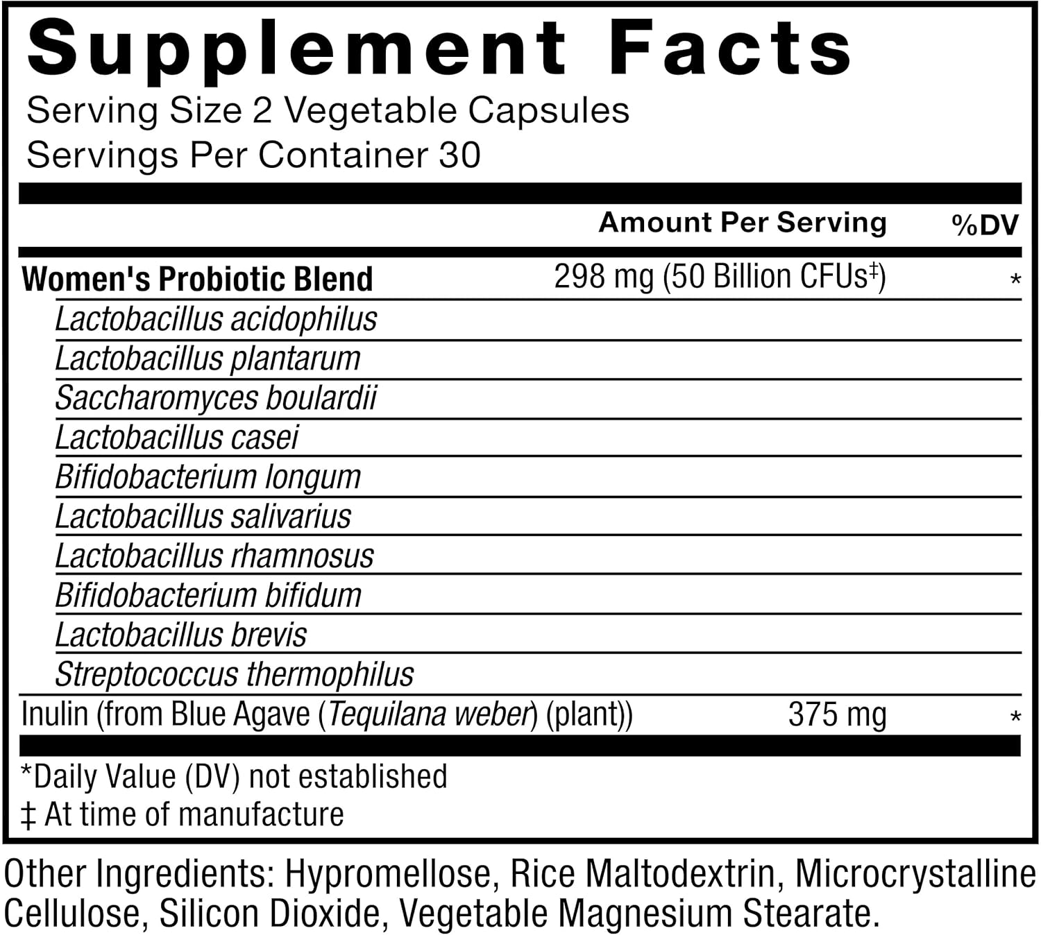 Women's Probiotic Supplement with 50 Billion CFU, 10 Strains for Digestive, Immune, and Vaginal Health, Vegan, 60 Capsules
