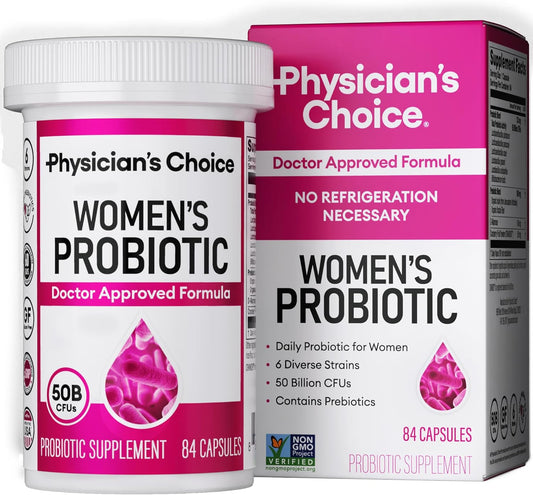 Women's Probiotic with 50 Billion CFU, 6 Strains, Organic Prebiotics, and Cranberry Extract - Physician's Choice - 84 CT