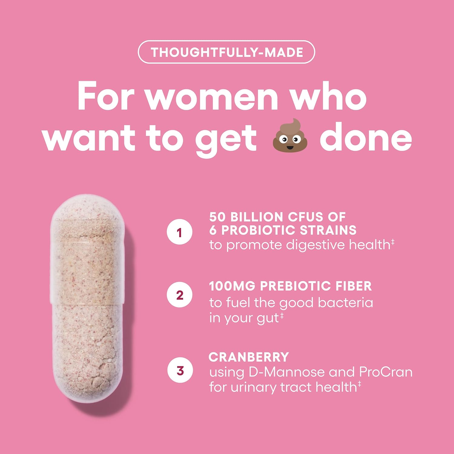 Women's Probiotic with 50 Billion CFU, 6 Strains, Organic Prebiotics, and Cranberry Extract - Physician's Choice - 84 CT