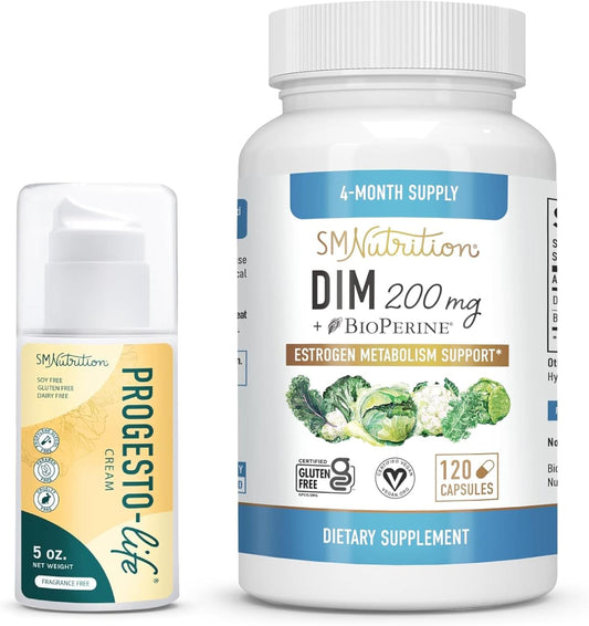Women's Progesterone Cream with DIM Supplement for Hormone Balance - Dermatologist-Tested (120 Servings)