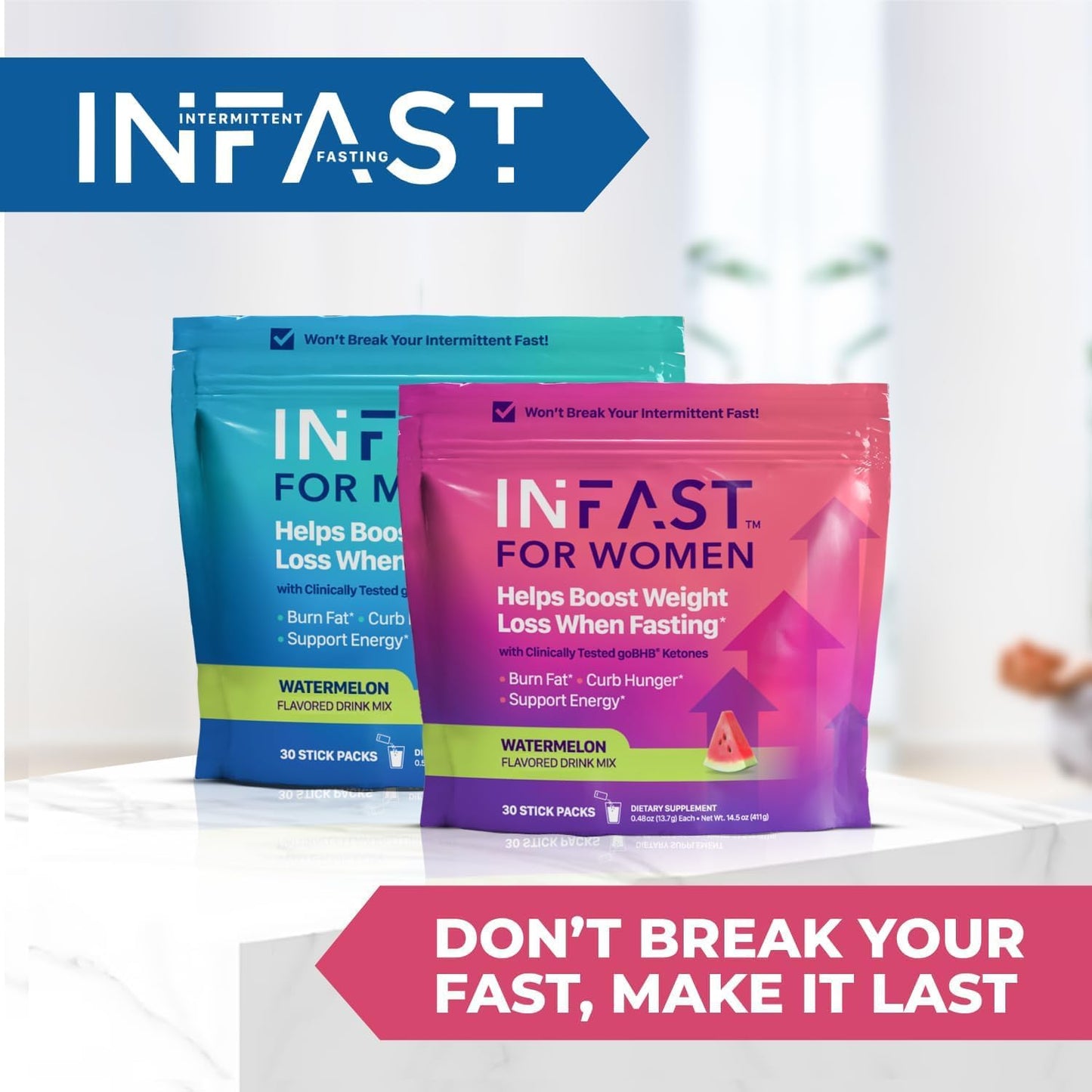 Women's Real Ketones Drink Mix with BHB Exogenous Ketones & Green Coffee Bean - Energy & Hormonal Balance Support - Watermelon - 30ct