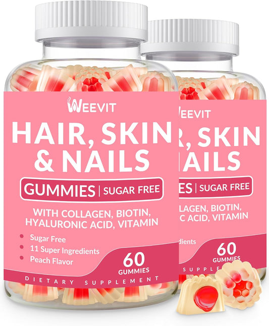 Women's Sugar-Free Hair, Skin, and Nails Vitamins with Biotin, Hyaluronic Acid, Collagen, and Vitamins E&C for Growth and Radiance. - BoostGo Australia