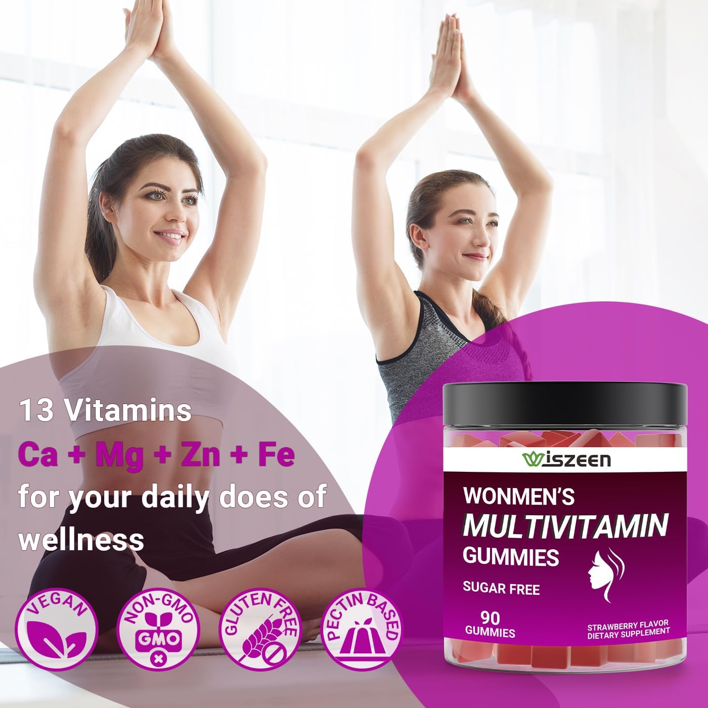 Women's Sugar-Free Multivitamin Gummies with Methylated Nutrients - Calcium, Vitamin D3, K2, C, B12, Iron for Skin, Hair, Energy, Immune Support, Bone Health - Multi Vitamins & Minerals - BoostGo Australia