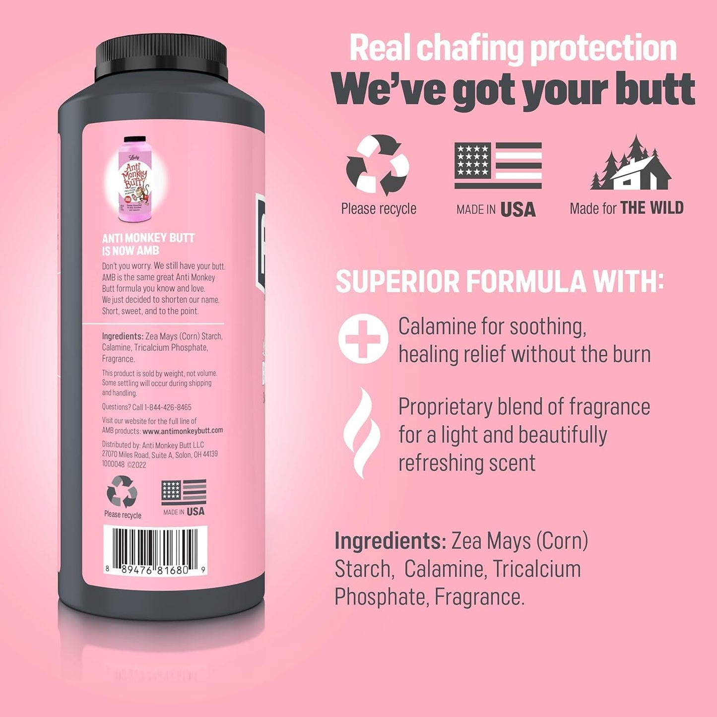 Women's Talc-Free Anti Chafing Body Powder with Calamine - Hypoallergenic Formula (2 Pack, 8 oz)