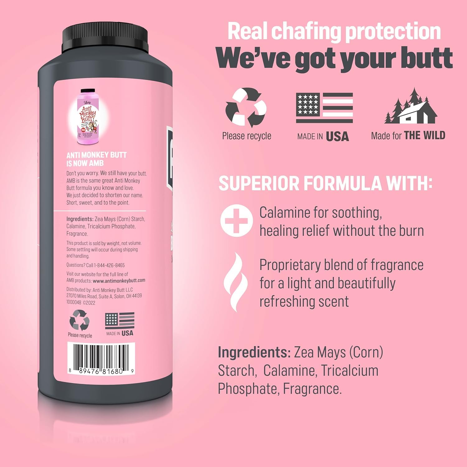 Women's Talc-Free Anti Chafing Body Powder with Calamine - Hypoallergenic Formula (2 Pack, 8 oz)