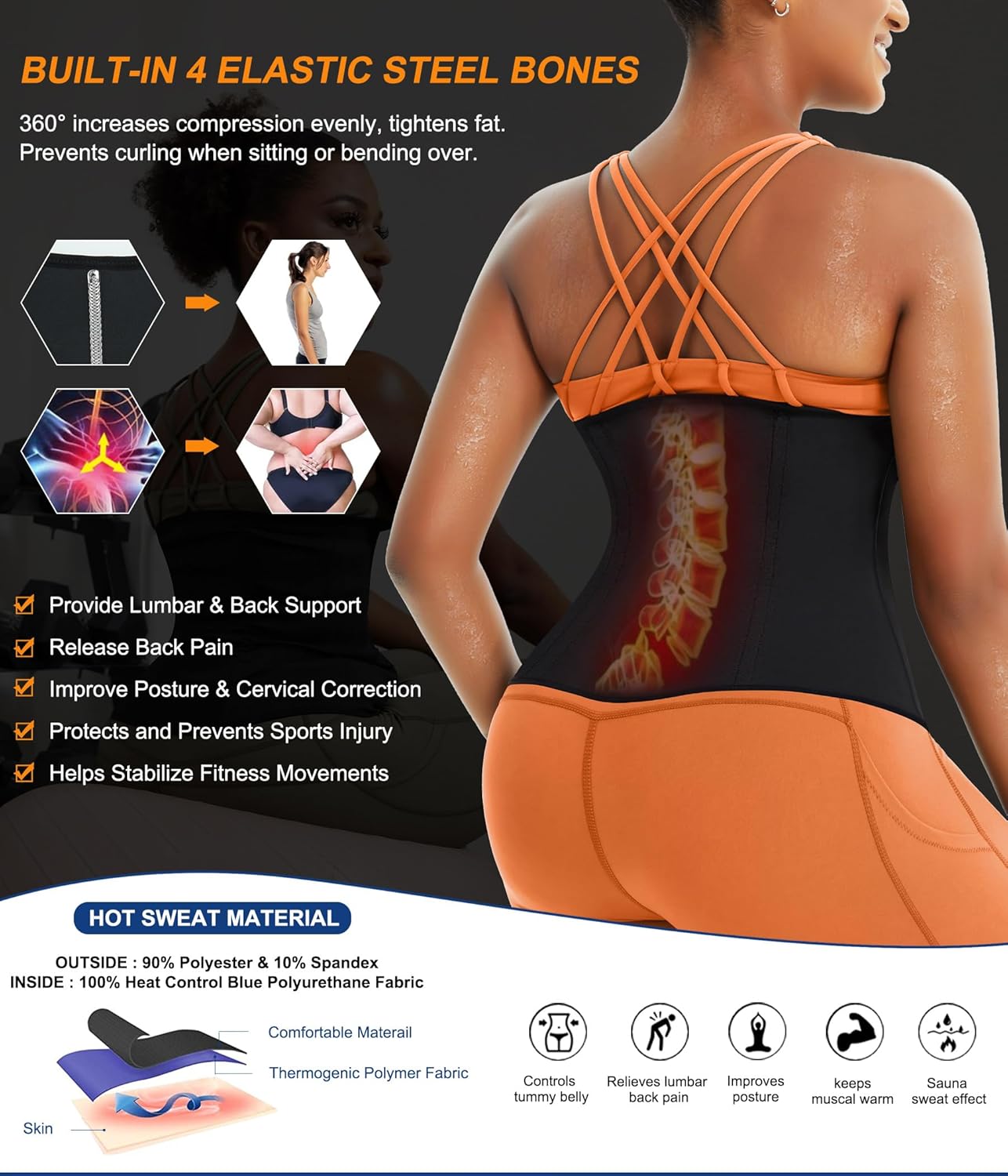 Women's TrainingGirl Waist Trainer - Lower Belly Trimmer Corset for Tummy Wrap Workout & Sweat Belt for Sports Sauna Suit