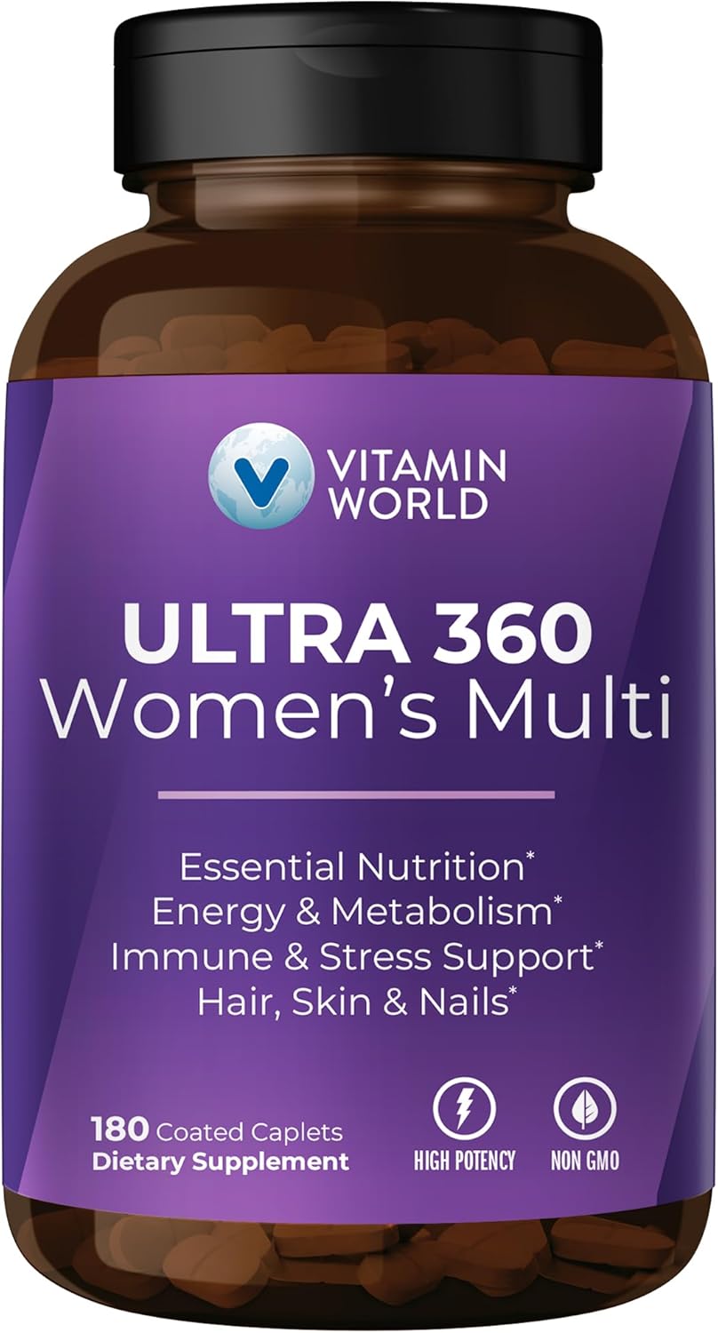 Women's Ultra 360 Multivitamin with Herbs, Collagen, Iron, Vitamins A, B, C, D, E for Energy, Immune Support - 180 Caplets
