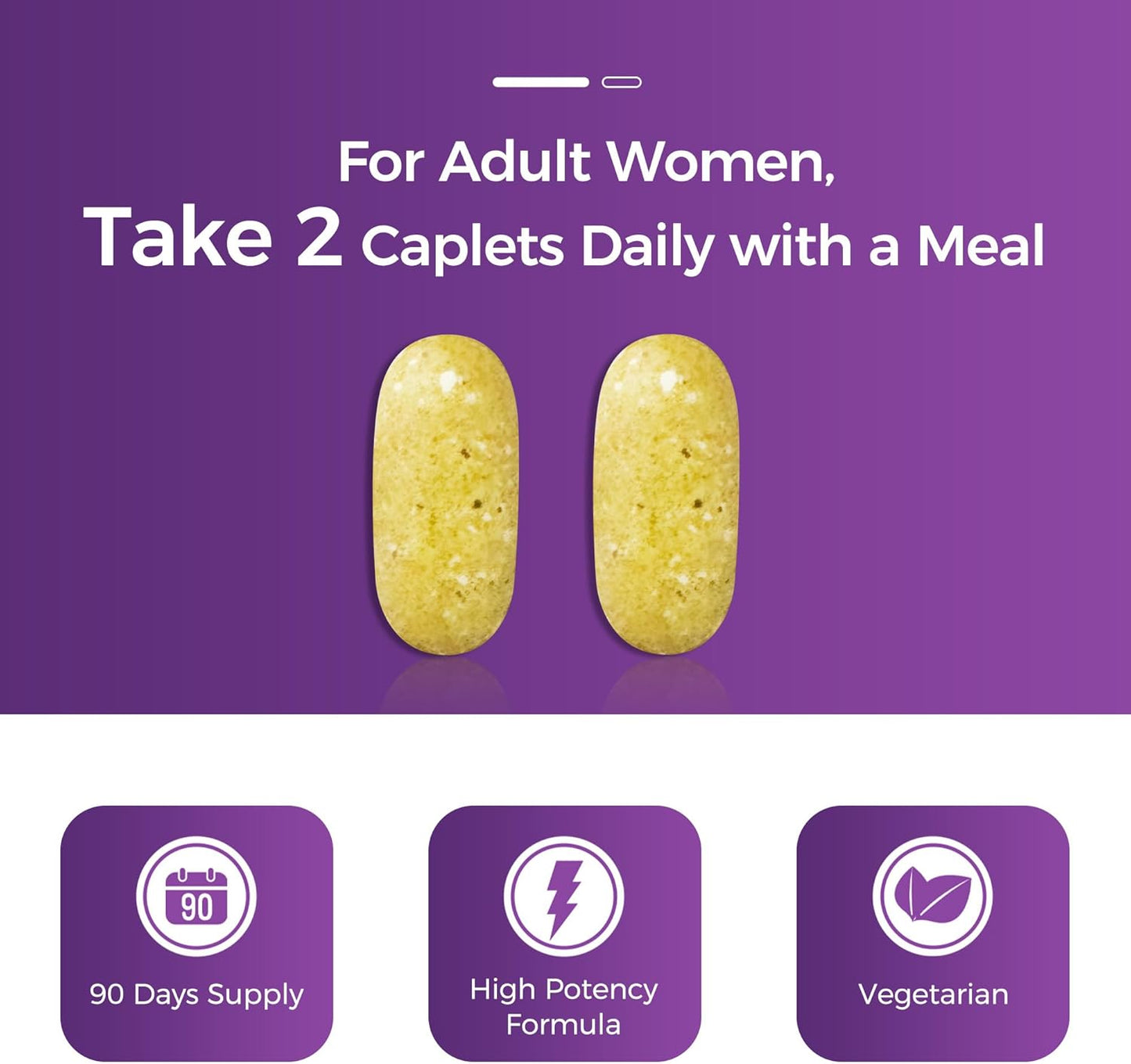 Women's Ultra 360 Multivitamin with Herbs, Collagen, Iron, Vitamins A, B, C, D, E for Energy, Immune Support - 180 Caplets