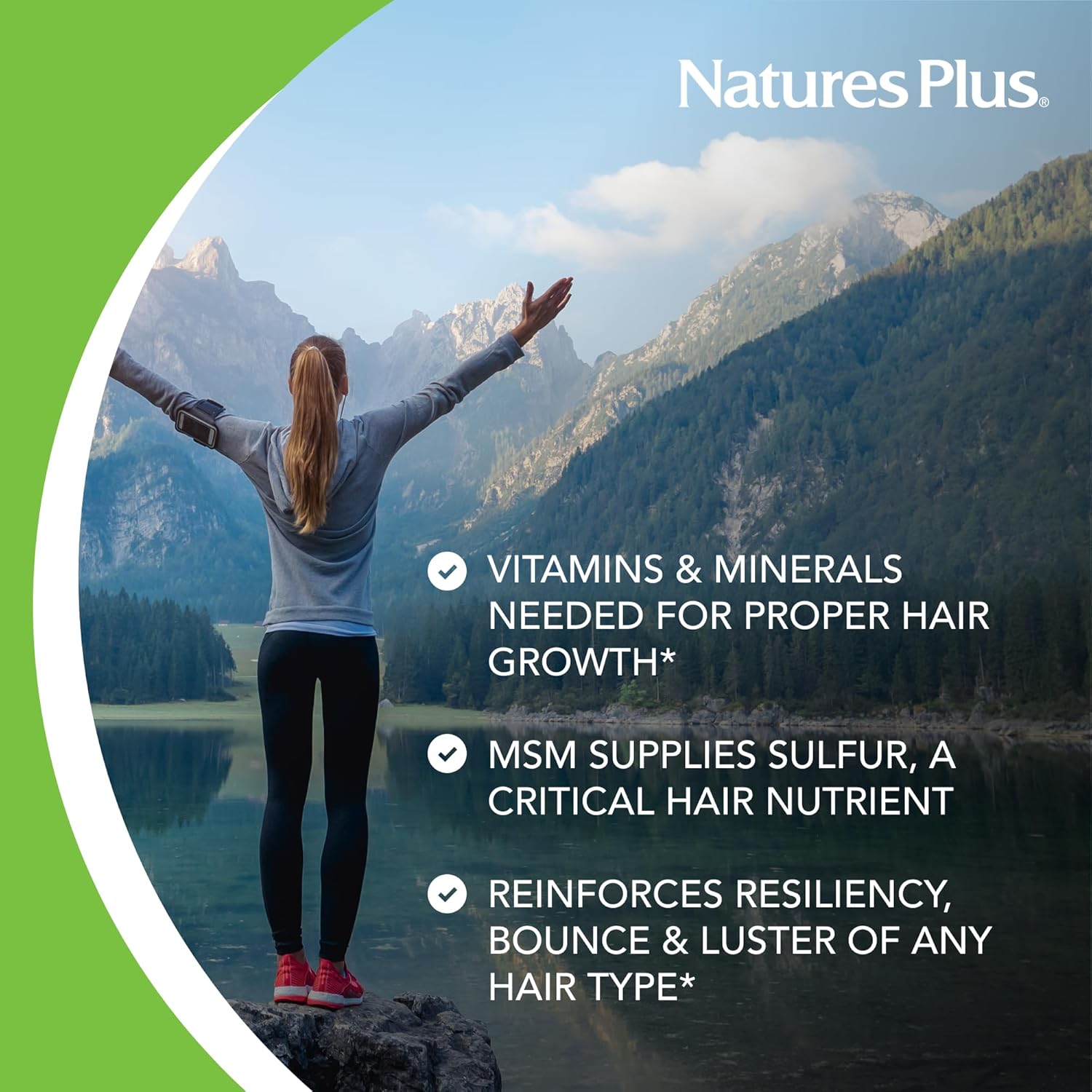 Women's Ultra Hair Plus by Natures Plus - Natural Hair Growth Supplement with Biotin - 60 Tablets, Gluten-Free - Promotes Healthy Hair, Skin, Nails