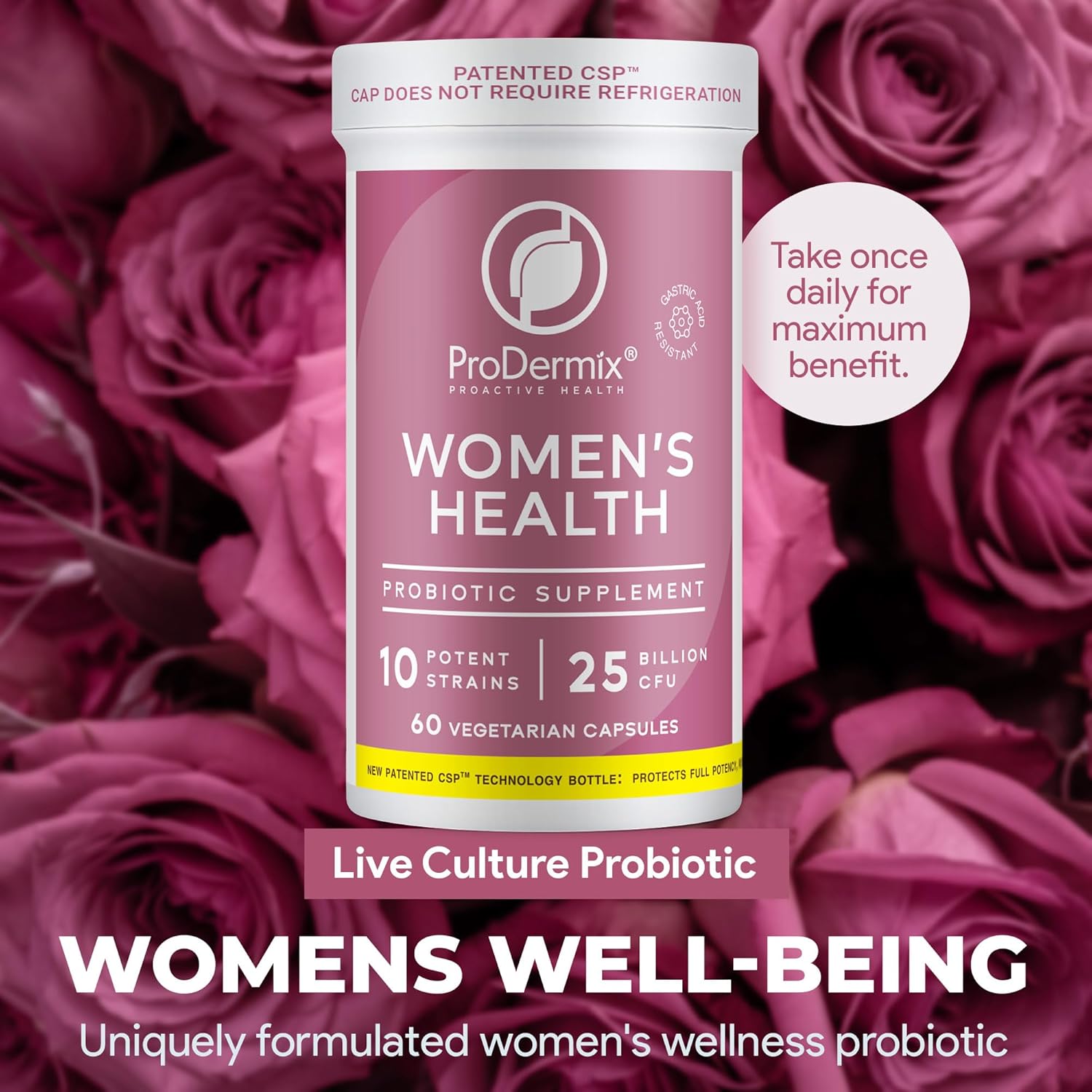 Women's Vaginal Probiotic Supplement with 25 Billion CFU - Promotes PH Balance and UT Health - Kosher - 60 Capsules