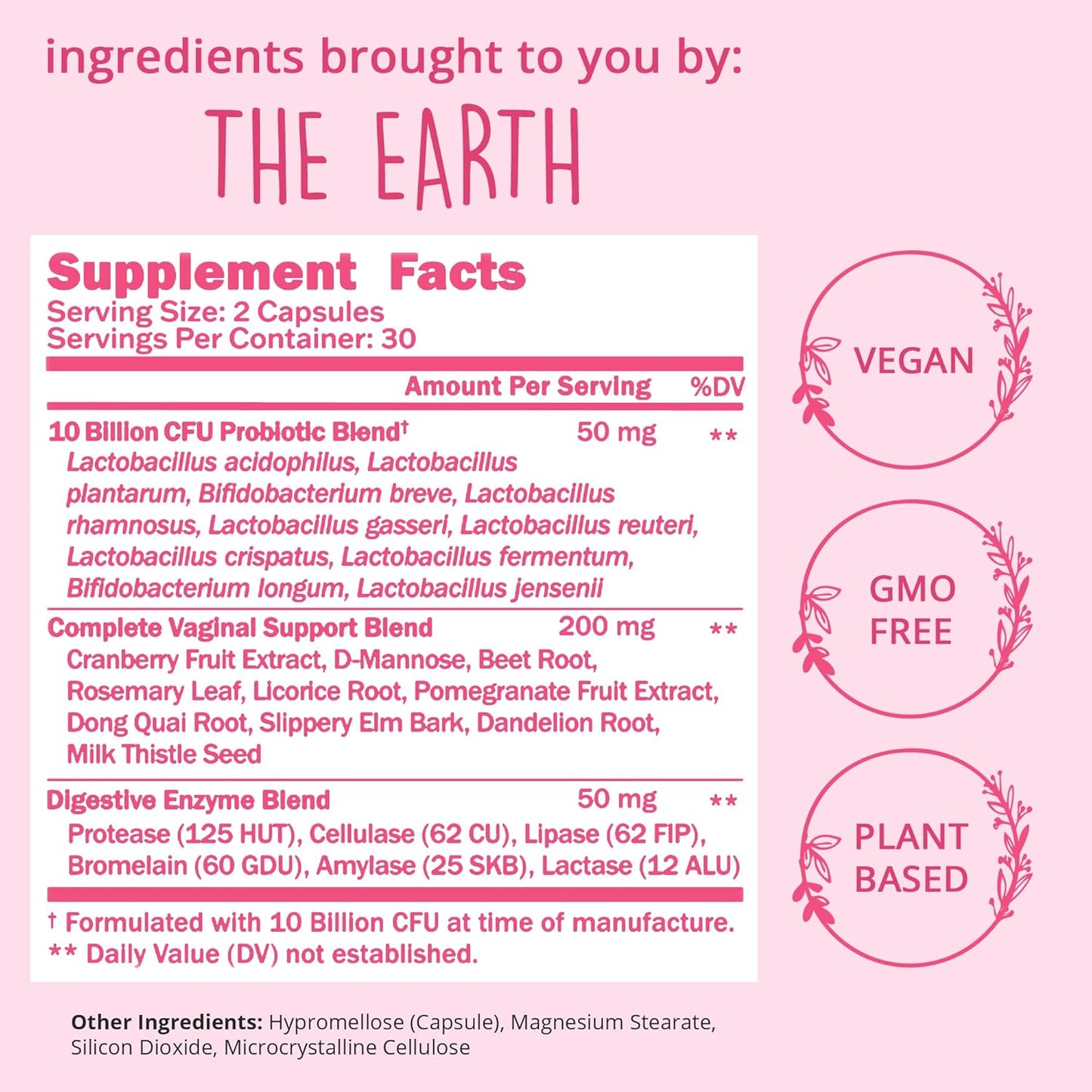 Women's Vaginal Probiotic Supplement with Cranberry & D-Mannose - 10 Strains for pH Balance, BV & Yeast Control - 60 Capsules