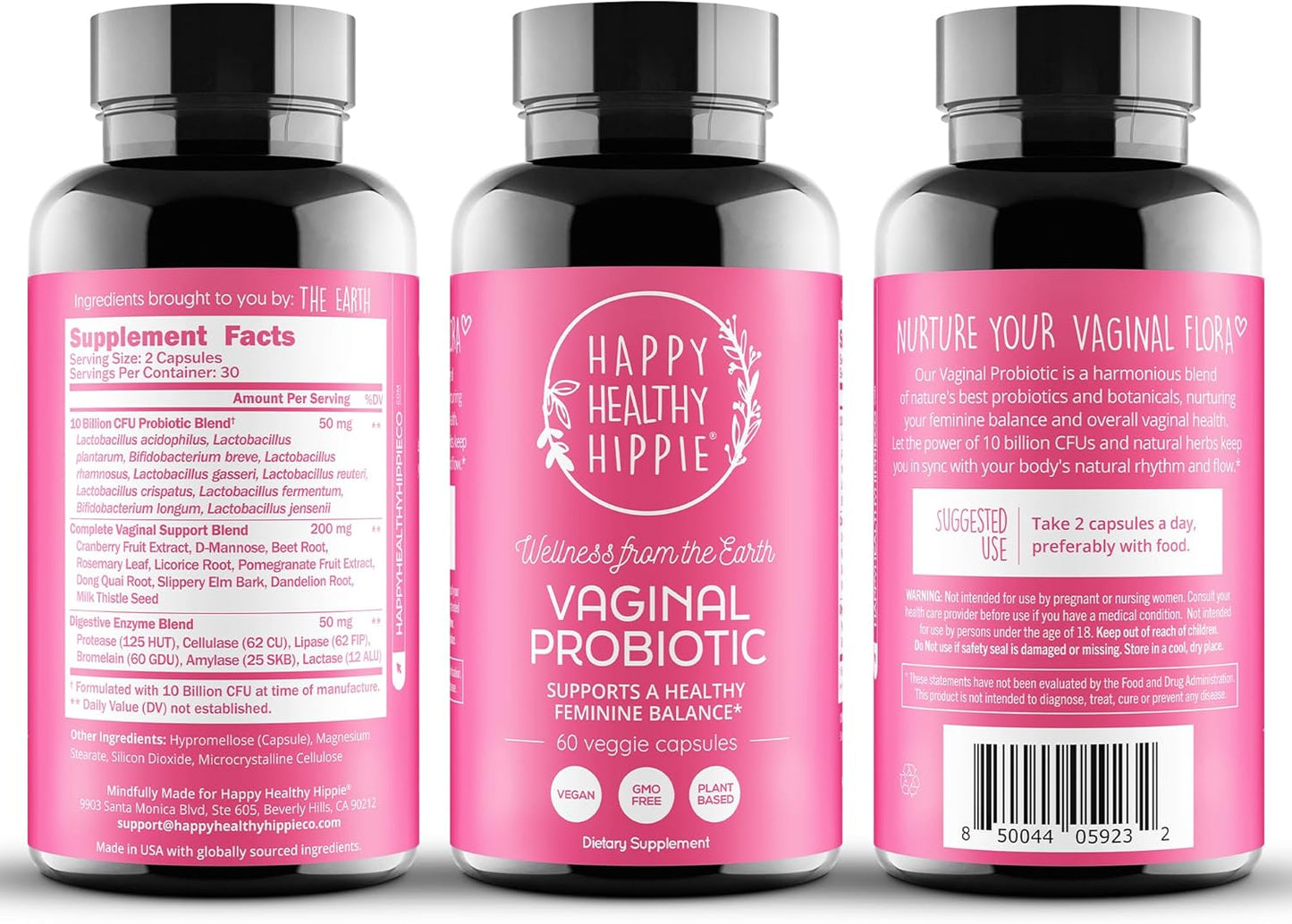 Women's Vaginal Probiotic Supplement with Cranberry & D-Mannose - 10 Strains for pH Balance, BV & Yeast Control - 60 Capsules