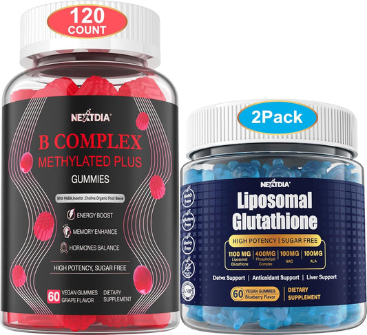 Women's Vitamin B Complex and Liposomal Glutathione Gummies by Nextdia - Supplement Boost for Health