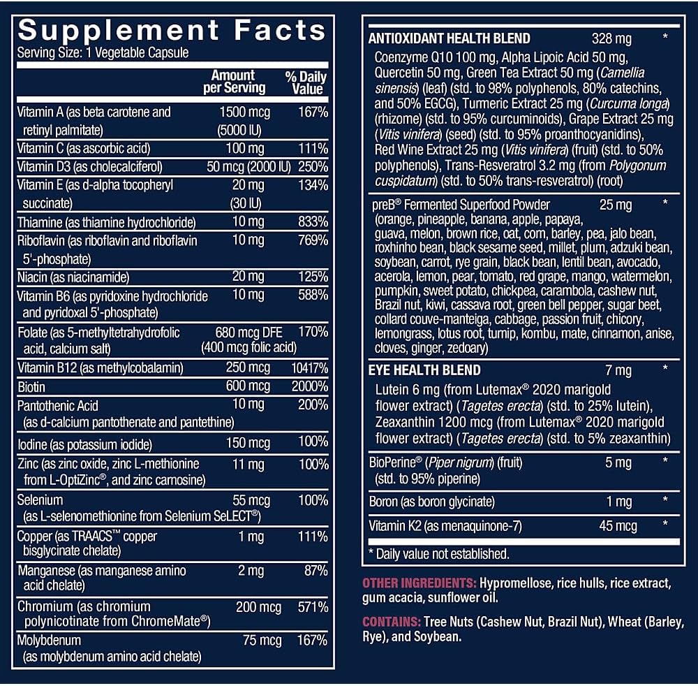 Women's Vthrive Once Daily Bioactive Multivitamin: Advanced Formula for Healthy Aging, Stress Management, Vitality - 30 Vegetarian Capsules