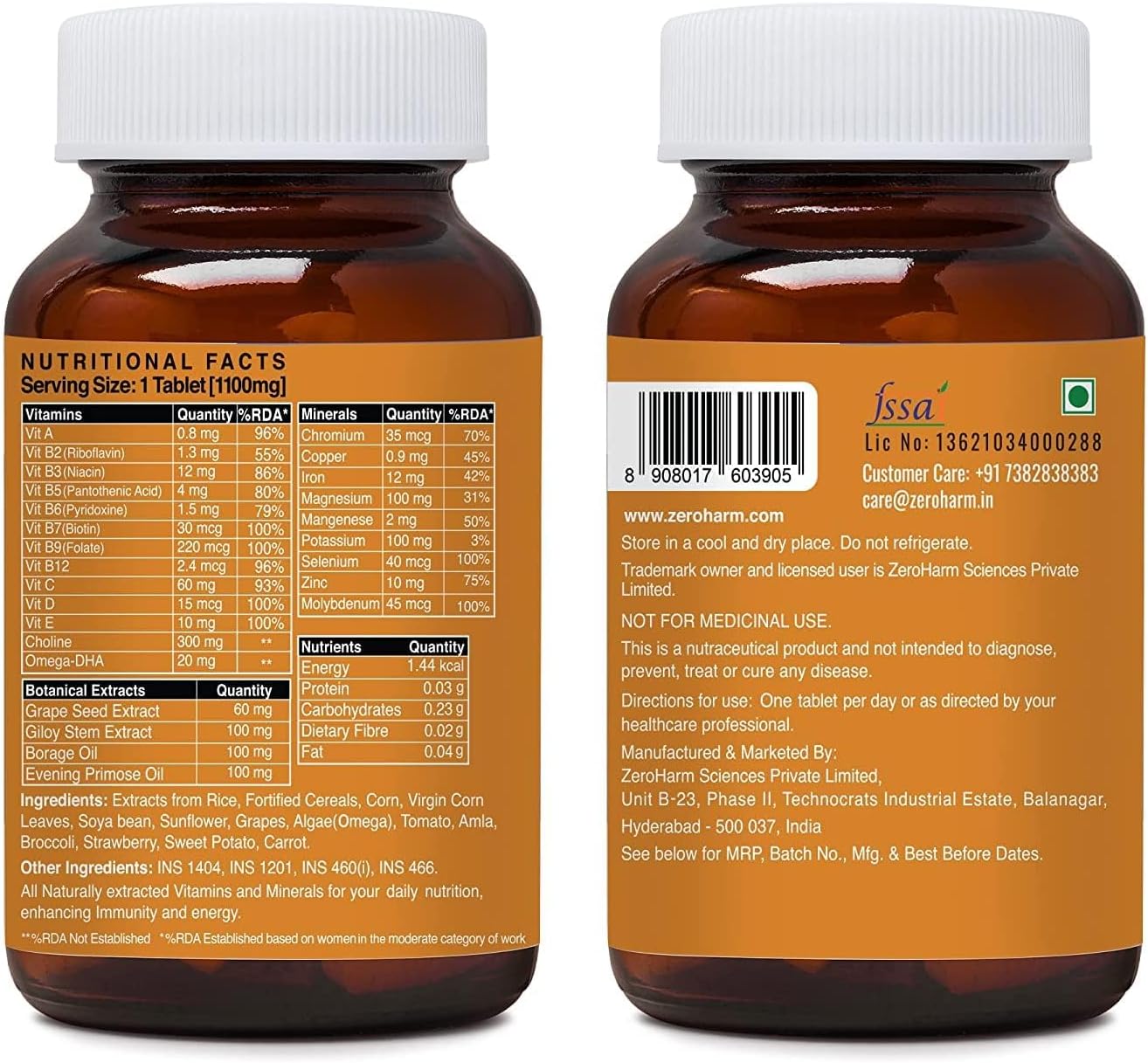 Women's Whole Food Multivitamin 60 Tablets for Skin, Energy, Immunity, Mood & Bones | Includes Vitamin A, C, D, B12, Folic Acid, Biotin, Iron, Magnesium, Zinc, Potassium | Multimineral Supplement
